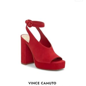 Vince Camuto Vibrant Red Block Heel Sandals